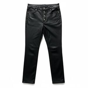 Paige Hoxton Ultra Skinny Coated Black Jeans High Rise Size 30
